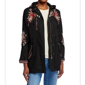JOHNNY WAS Valentina Hooded Embroidered Military Jacket